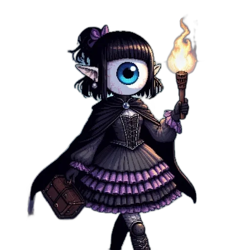 staff, dress, mask, robot, concept art, pixel art, fantasy art, 3d render transparent PNG cut-out