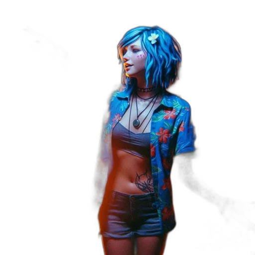 jacket, dress, robot, concept art, cyberpunk, fantasy art, pixel art, neon lights transparent PNG cut-out