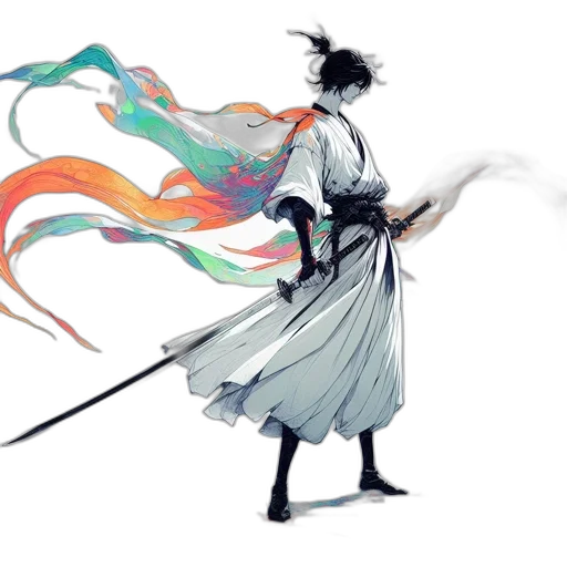 sword, staff, weapon, dragon, concept art, fantasy art, watercolor, anime transparent PNG cut-out