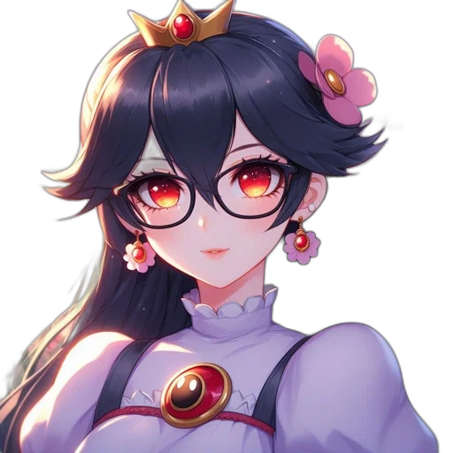 crown, staff, face, anime, pixel art, fantasy art, concept art, red transparent PNG cut-out