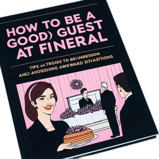 comical, book, cover, portrays, woman, holding, cake, funeral transparent PNG cut-out