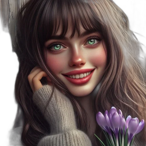 face, flower, photorealistic, fantasy art, oil painting, concept art, dark, young transparent PNG cut-out
