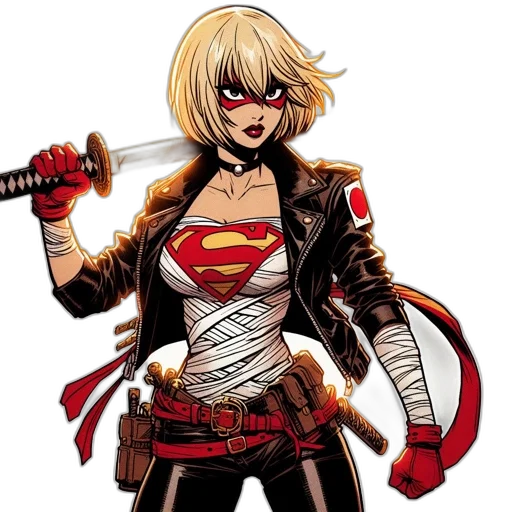 comic book art, concept art, cartoon, red, animated, character, blonde-haired, female transparent PNG cut-out