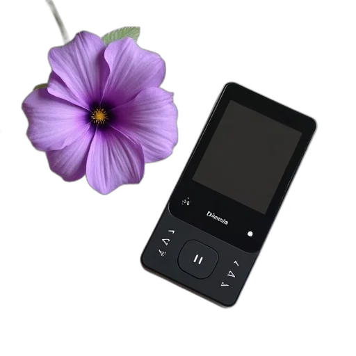 flower, weapon, black, white, modern, digital, music, player transparent PNG cut-out