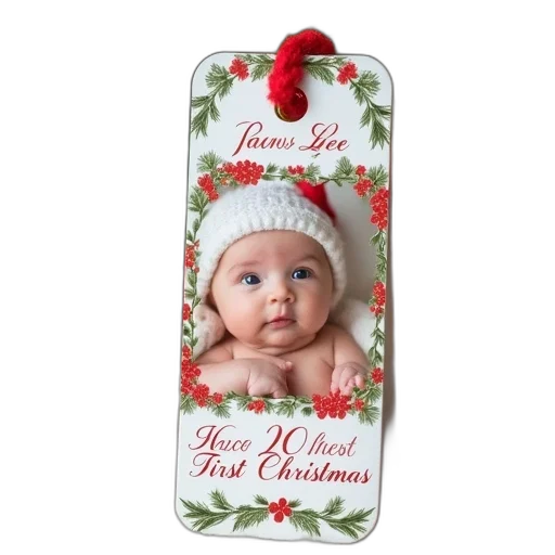 baby, first, christmas, photo, bookmark, business, card transparent PNG cut-out