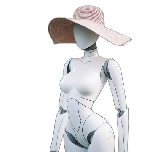 robot, hat, dress, jacket, concept art, 3d render, vaporwave, pastel transparent PNG cut-out