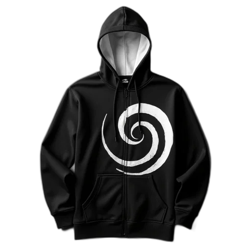 jacket, 3d render, black, hoodie, white, spiral, design, back transparent PNG cut-out