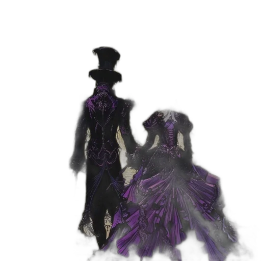 dress, hat, mask, concept art, fantasy art, watercolor, pixel art, dark transparent PNG cut-out