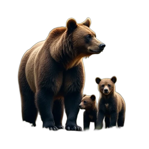 animal, concept art, 3d render, photorealistic, pixel art, mother, bear, her transparent PNG cut-out