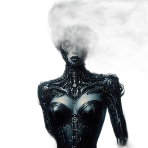 mask, dress, robot, face, concept art, comic book art, fantasy art, cyberpunk transparent PNG cut-out