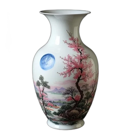 bottle, photorealistic, oil painting, 3d render, forest, ceramic, vase, floral transparent PNG cut-out