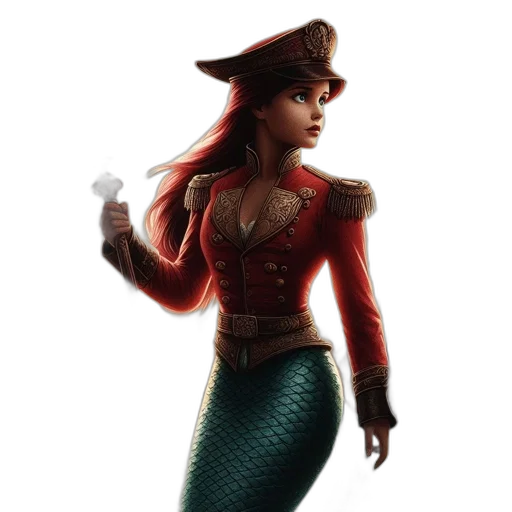 hat, staff, jacket, concept art, fantasy art, comic book art, 3d render, red transparent PNG cut-out