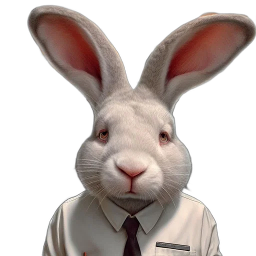 staff, animal, 3d render, photorealistic, concept art, cartoon, anthropomorphic, rabbit transparent PNG cut-out