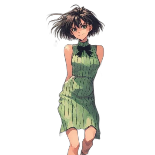 dress, staff, flower, umbrella, pixel art, concept art, anime, photorealistic transparent PNG cut-out