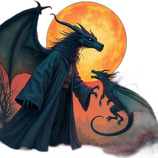 dragon, creature, fantasy art, concept art, comic book art, watercolor, dark, cover transparent PNG cut-out
