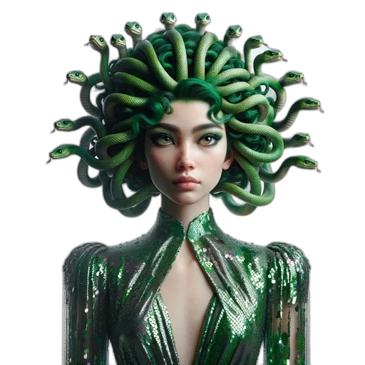 creature, hair, crown, mask, concept art, fantasy art, 3d render, cyberpunk transparent PNG cut-out