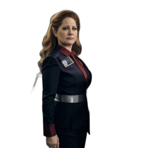 staff, jacket, concept art, woman, dark, blue, uniform, burgundy transparent PNG cut-out