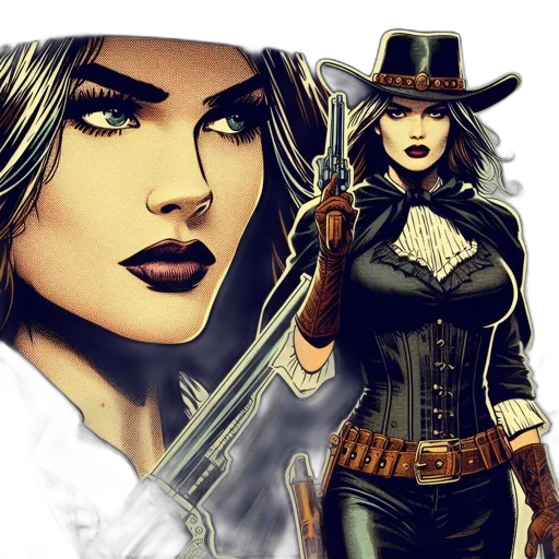 comic book art, fantasy art, concept art, photorealistic, illustrated, female, character, featured transparent PNG cut-out