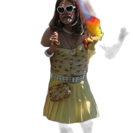 staff, dress, creature, animal, person, yellow, holds, rainbow transparent PNG cut-out