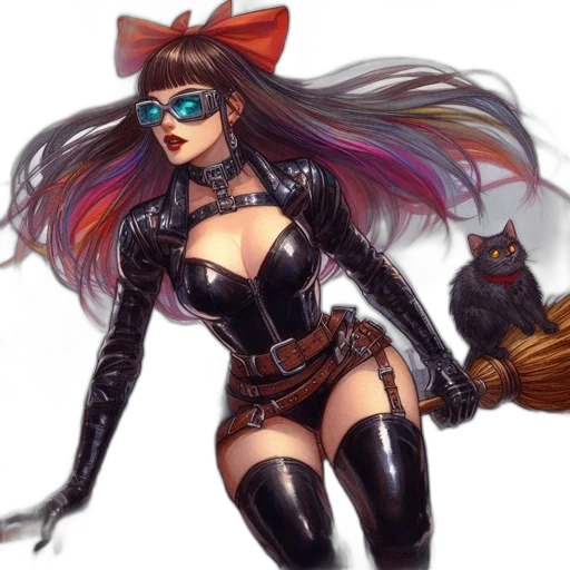 staff, concept art, comic book art, fantasy art, cyberpunk, dark, woman, sporting transparent PNG cut-out