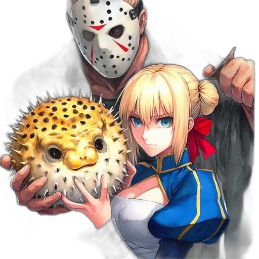 mask, animal, weapon, face, concept art, fantasy art, pixel art, anime transparent PNG cut-out