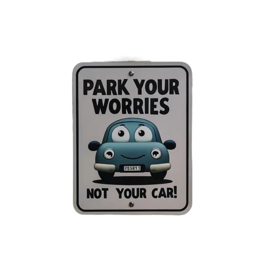 car, signboard, featuring, cartoon, blue, cheerful, expression, posted transparent PNG cut-out