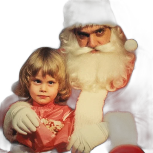 photorealistic, young, child, pink, dress, sits, santa, claus transparent PNG cut-out