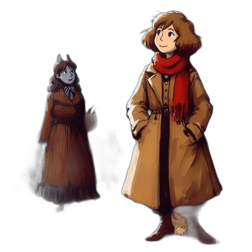 jacket, staff, concept art, pixel art, fantasy art, watercolor, snow, dark transparent PNG cut-out