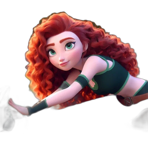 hair, cartoon, concept art, 3d render, fantasy art, underwater, fire, animated transparent PNG cut-out