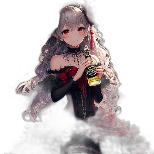 dress, bottle, dragon, creature, pixel art, fantasy art, concept art, anime transparent PNG cut-out