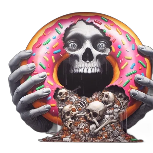 jewelry, crown, food, mask, illustration, portrays, macabre, scene transparent PNG cut-out