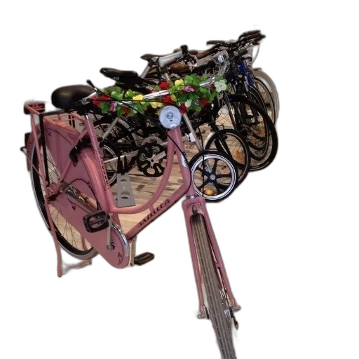 car, weapon, robot, 3d render, concept art, photorealistic, pink, bicycle transparent PNG cut-out