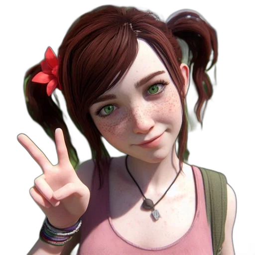 face, staff, 3d render, photorealistic, concept art, cartoon, young, female transparent PNG cut-out