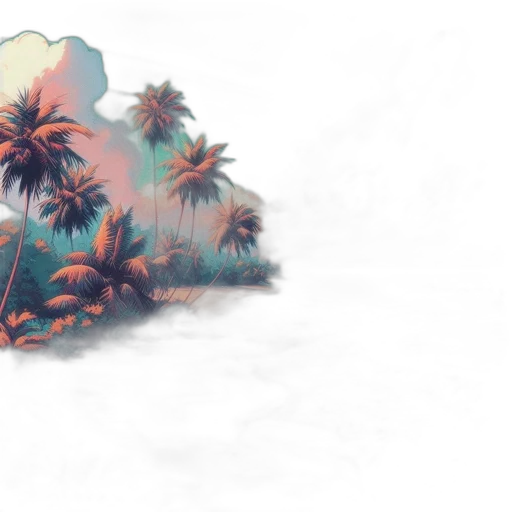 umbrella, tree, flower, crown, vaporwave, 3d render, watercolor, concept art transparent PNG cut-out