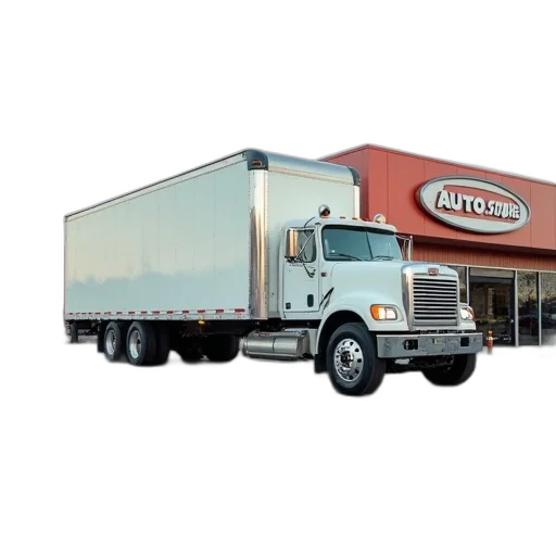 white, truck, parking, lot transparent PNG cut-out