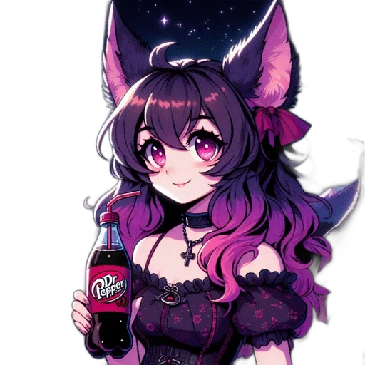 bottle, staff, creature, anime, pixel art, vaporwave, fantasy art, dark transparent PNG cut-out