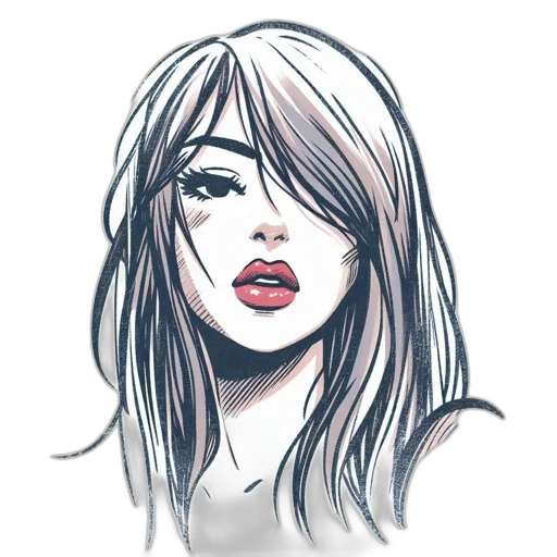face, mask, hair, comic book art, cartoon, watercolor, concept art, neon lights transparent PNG cut-out