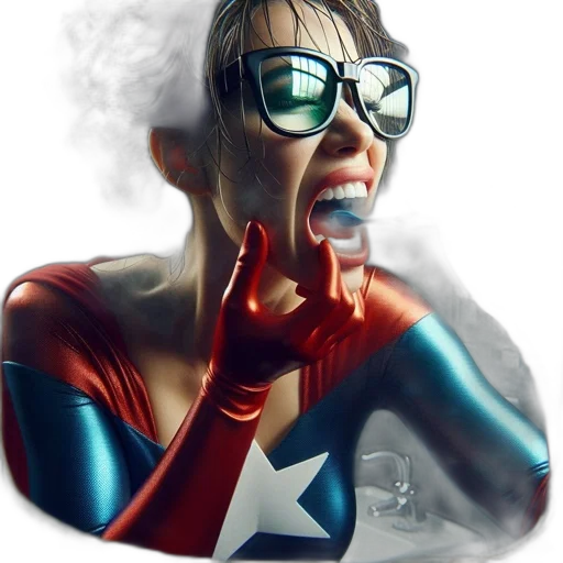 comic book art, concept art, photorealistic, fantasy art, woman, superhero, costume, brushes transparent PNG cut-out