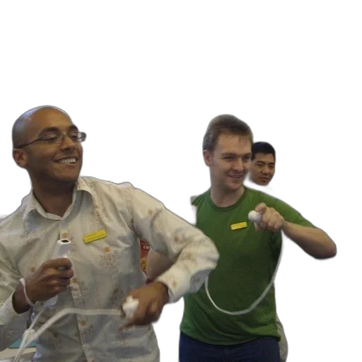 staff, jacket, two, men, play, video, games, office transparent PNG cut-out