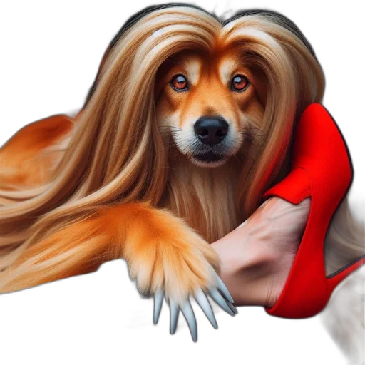 hair, animal, creature, dress, photorealistic, concept art, oil painting, 3d render transparent PNG cut-out