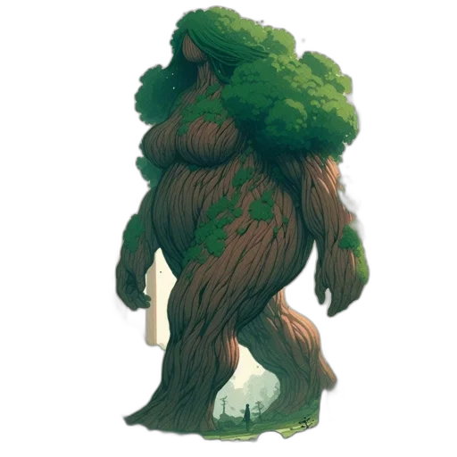 creature, tree, animal, staff, concept art, pixel art, fantasy art, 3d render transparent PNG cut-out