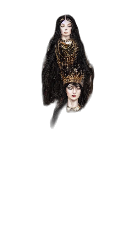 hat, crown, mask, hair, fantasy art, concept art, photorealistic, oil painting transparent PNG cut-out