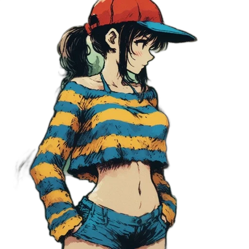 hat, dress, jacket, anime, pixel art, concept art, comic book art, blue transparent PNG cut-out
