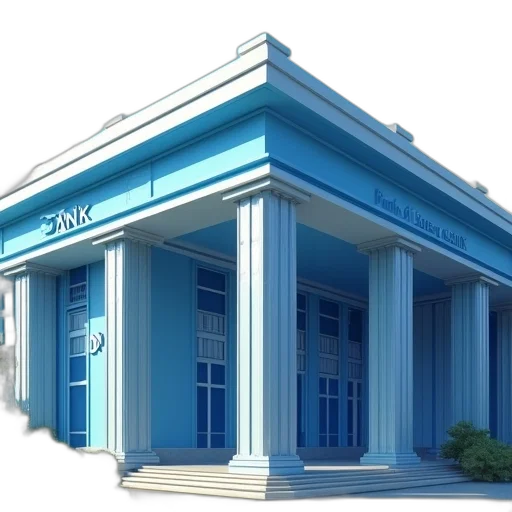 building, 3d render, photorealistic, concept art, vaporwave, blue, pastel, sbi transparent PNG cut-out