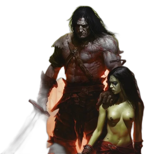 concept art, fantasy art, comic book art, photorealistic, fire, fiery, warlike, setting transparent PNG cut-out