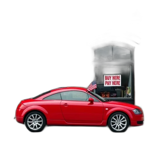 car, furniture, 3d render, photorealistic, concept art, red, parked, front transparent PNG cut-out