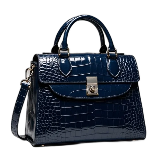 blue, crocodile, flap, bag transparent PNG cut-out