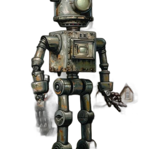 robot, staff, weapon, animal, concept art, 3d render, cyberpunk, fantasy art transparent PNG cut-out
