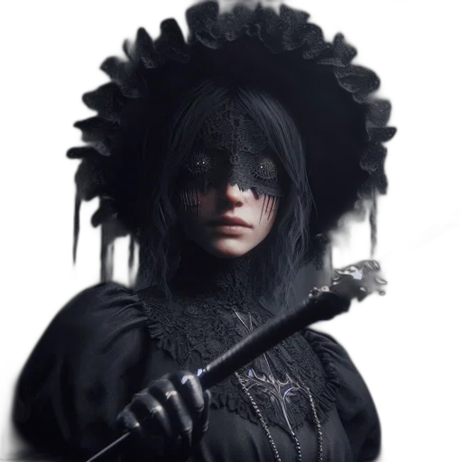 hat, face, weapon, mask, fantasy art, concept art, photorealistic, 3d render transparent PNG cut-out