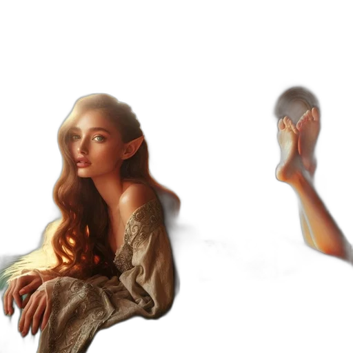 hair, dress, face, jewelry, 3d render, concept art, photorealistic, fantasy art transparent PNG cut-out